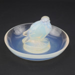 Rene Lalique opalescent glass moineau ashtray