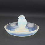 Rene Lalique opalescent glass moineau ashtray