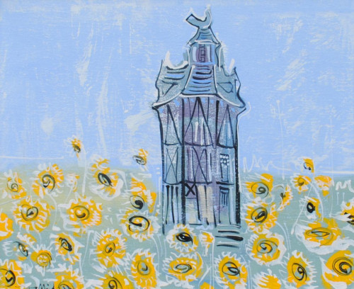 Dovecote and sunflowers