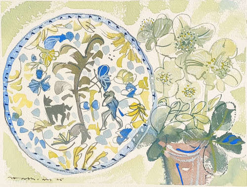 Tulip Still Life with oriental plate