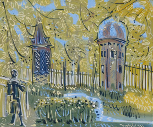 Alan Halliday, Marcel in the Pre Catalan, oil on canvas, 54cm x 65cm. 2019