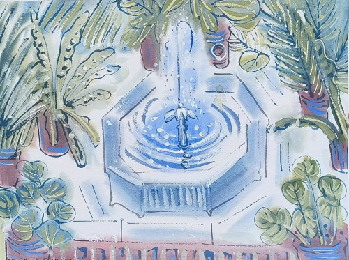A Fountain in a  Moroccan interior