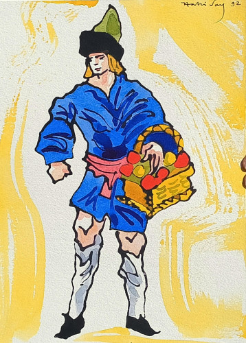 Man with basket of fruit, Meissen.