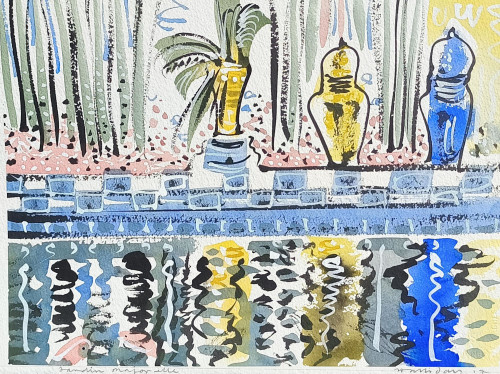 Pots Reflected in the carp pool, Jardin Majorelle