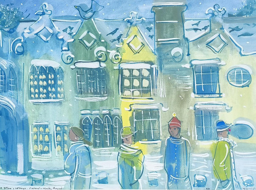St John's College Oxford in the snow.