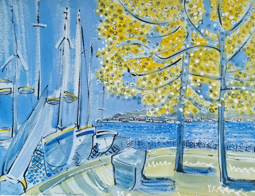 Mimosa and Boats at Agay