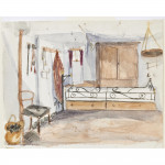 Watercolour of the  Captain's Cabin on HMS Monarch