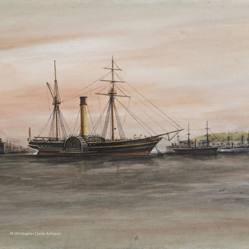 SOLD Steam Paddle Ship at Chatham Docks likely by Harry Price