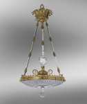 A Regency period gilt bronze and cut glass dish light