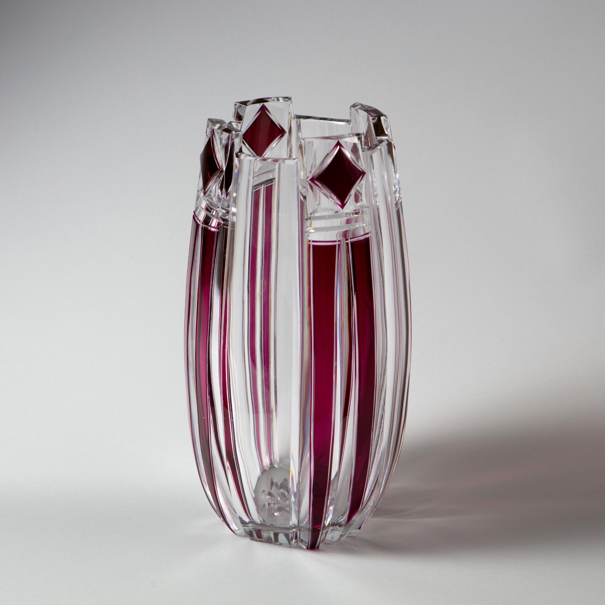 A Val St Lambert cut glass vase