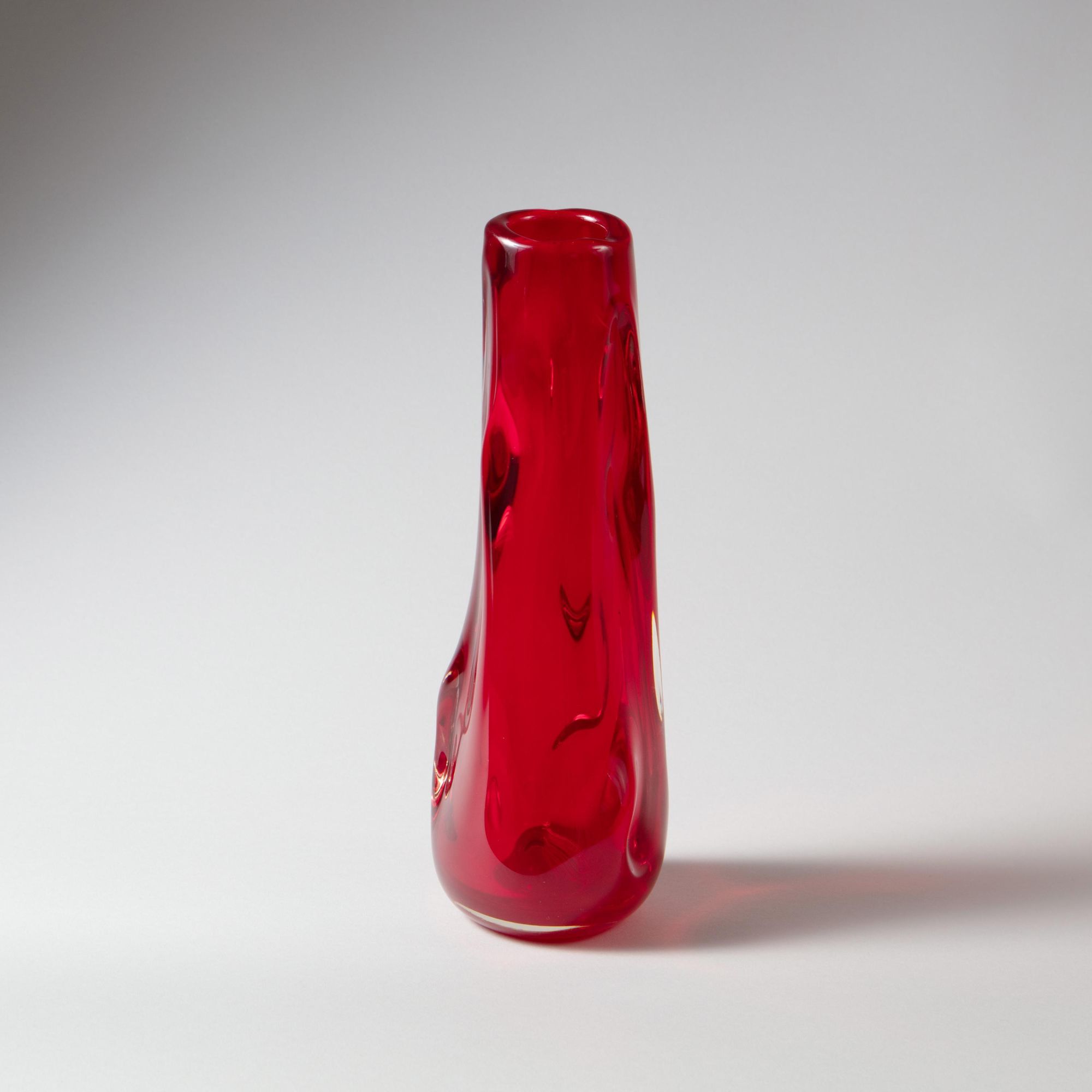 A ruby red Whitefriars vase