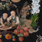 A pair of Victorian decoupage panels