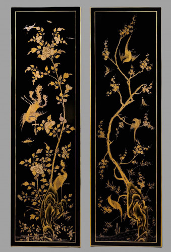 A pair of late 18th century Chinese lacquer panels