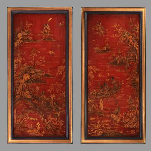 A pair of early 19th century Chinese lacquer panels