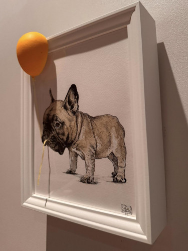 Yellow balloon and dog