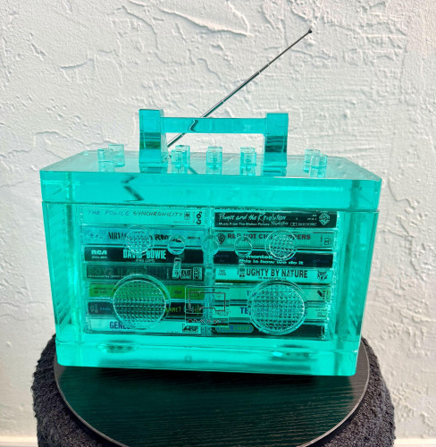 Rhyme Capsule mini BoomBox sculpture - Teal