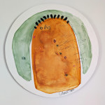 Forme jaune au ciel vert