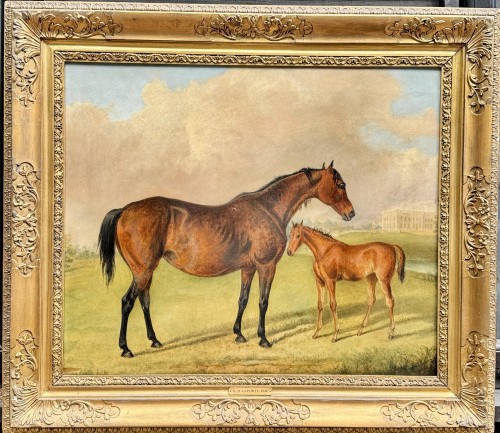 19th Century English Horse anf Foal in a landscape