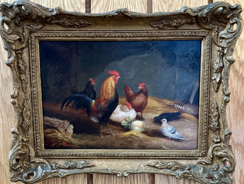 19th century Chickens in a Hen House