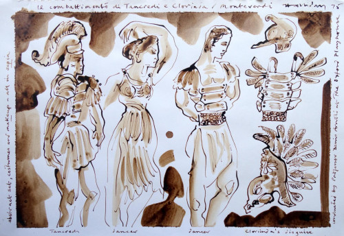 Costume Designs for Il Conbattimento di Tancredi e Clorinda, Oxford Playhouse, 1975.