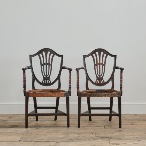 Pair of George III Heppelwhite Mahogany Carver Chairs
