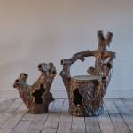 19th century Salt Glazed Faux Bois Strawberry Planters