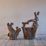 19th century Salt Glazed Faux Bois Strawberry Planters