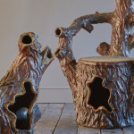 19th century Salt Glazed Faux Bois Strawberry Planters