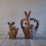 19th century Salt Glazed Faux Bois Strawberry Planters