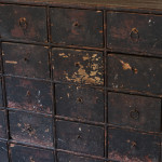 Georgian pine bank of 40 drawers in the original paint