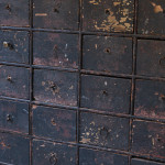 Georgian pine bank of 40 drawers in the original paint