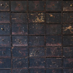 Georgian pine bank of 40 drawers in the original paint