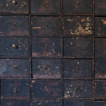 Georgian pine bank of 40 drawers in the original paint