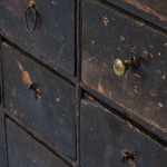 Georgian pine bank of 40 drawers in the original paint