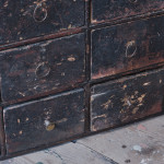 Georgian pine bank of 40 drawers in the original paint