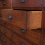 Monumental mid 19th century bank of  mahogany factory drawers