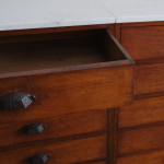 Monumental mid 19th century bank of  mahogany factory drawers