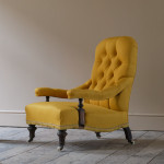 Petite 19th century open armchair in linen