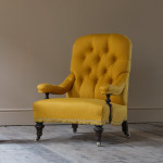 Petite 19th century open armchair in linen