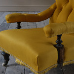 Petite 19th century open armchair in linen