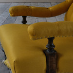 Petite 19th century open armchair in linen