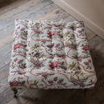 Bespoke made square country house footstool in Pierre Frey