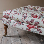 Bespoke made square country house footstool in Pierre Frey