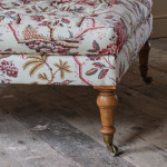 Bespoke made square country house footstool in Pierre Frey