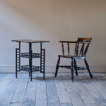 Anglo Japanese black lacquered 3 tier side table