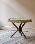 19th century simulated bamboo Gypsy side table in Antique velvet