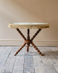 19th century simulated bamboo Gypsy side table in Antique velvet