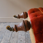 19th Century Red Velvet Iron Back Armchair