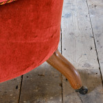 19th Century Red Velvet Iron Back Armchair