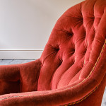 19th Century Red Velvet Iron Back Armchair